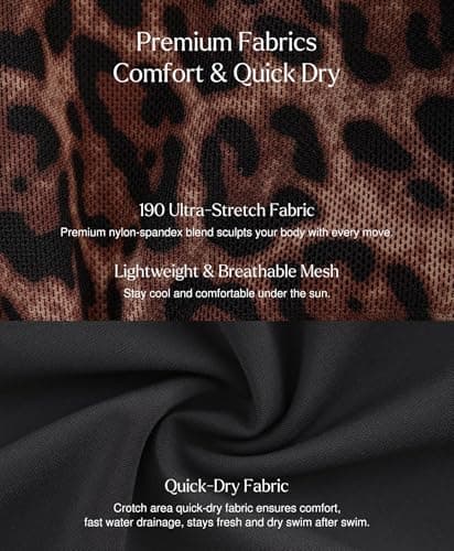 Popilush One Piece Swimsuit Women Tummy Cnotrol - Bathing Suit Tankini Leopard Swimsuits V Neck Mesh Swim Suits - Thumbnail 5