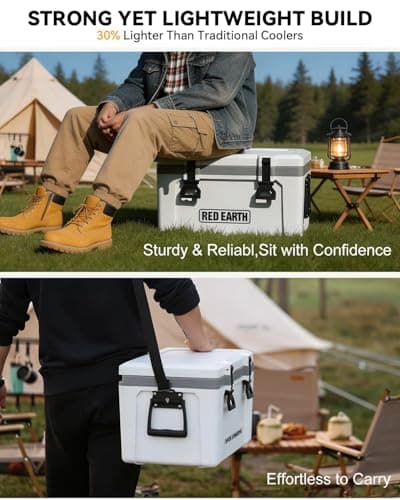 GiNT Ultra-Light 26 Quart Hard Cooler Insulated Portable Ice Chest, Great for the Beach, Boat, Fishing, Barbecue or Camping (White) - Thumbnail 3