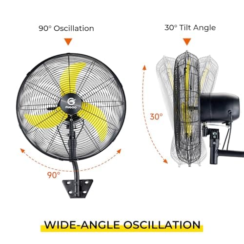 FUGOO 20'' Outdoor Quiet Remote Control Oscillating Wall Mount Fan,All Sealed BLDC Motor,4 Speed Waterproof Outdoor Fan With Remote, Heavy Duty Industrial Wall Fans for House,Patios,Garage,Warehouse - Thumbnail 6