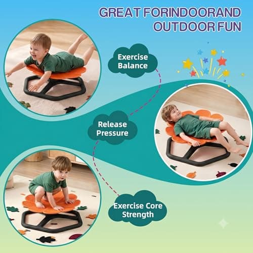 KYZDZQ Spinning Chair for Autistic Kids,Sensory Swivel Chair, 220LBS Weight Capacity, Sensory Toy for ADHD & Autism 3-6 Years Children,Training Body Coordination, Metal Base Non-Slip Design (Orange) - Thumbnail 6