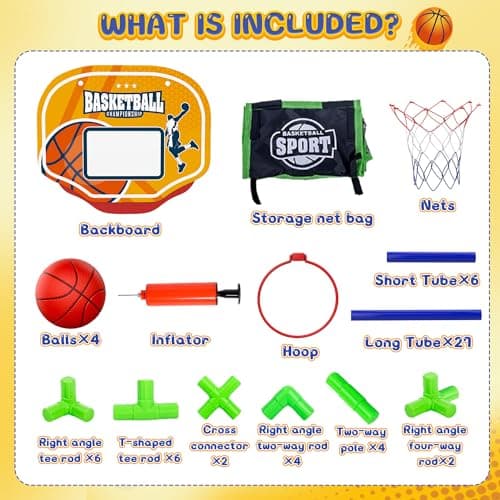 EagleStone Arcade Basketball Hoop Game Indoor, Ajustable Height Indoor Basketball Hoop with 4 Balls Storage Design for Kids,Perfect Sports Outdoor Play Toys for Kids Age 3 to 6 Years - Thumbnail 6