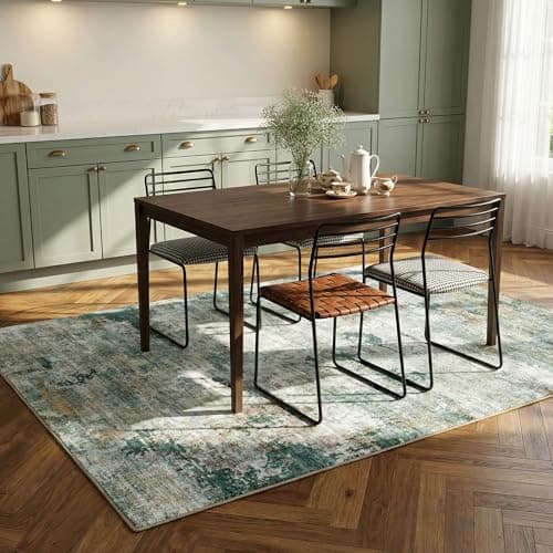 Cnythlis 3'x5' Abstract Distressed Area Rug, Washabele Rugs Modern Contemporary, Soft Low-Pile Carpet for Living Room, Bedroom, Dining Room, Office | Stain-Resistant & Non-Slip, Sage Green - Thumbnail 3
