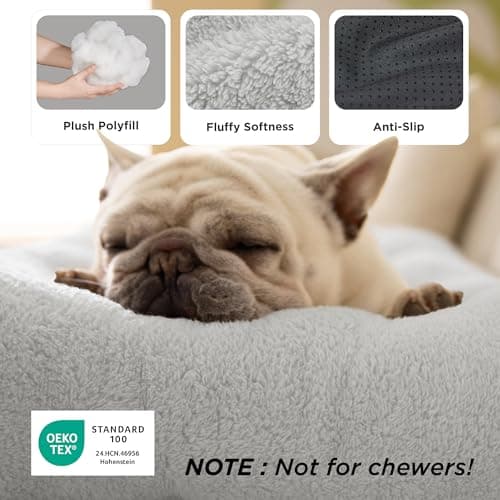 Bedsure Washable Dog Bed Medium Size Dog, Comfort Fluffy Plush Pillow Bed Crate Pad, Non-Slip and Machine Washable Kennel Pet Sleeping Mat, 29"x21", Gray - Thumbnail 3
