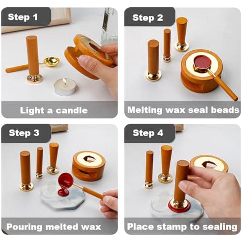YOLAKIS Botanical Alphabet S Wax Seal Stamp Kit with Initial Wood Handle Vintage Floral Leaves Brass Wax Stamp Head Ideal for Wedding Invites Gift Wrapping Envelopes & Christmas Cards Decor-S Kit - Thumbnail 6