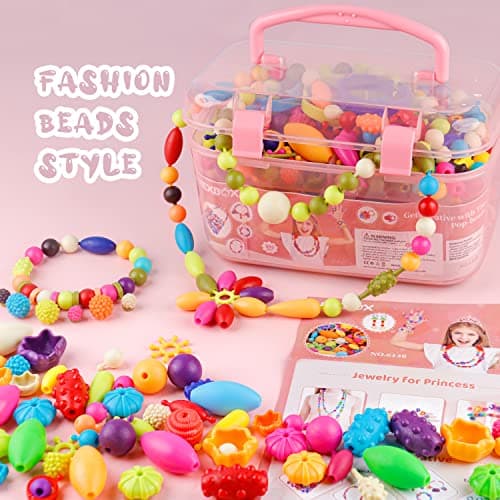NEXBOX Girls Crafts Jewelry Making Kit for Toddlers - Pop Beads Toys Sets for Little Kids Age 3 4 5 6 Year Old, Ideas Birthday Gifts - Thumbnail 6