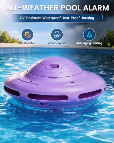 Smart Pool Alarm with App for Inground & Above Ground Pools, Adjustable Sensitivity Water Detection Alarm up to 20x40ft, 85dB+ Safety Alerts for Kids, Pets & Accidental Entry(Purple) - Thumbnail 6