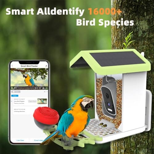 Smart Bird Feeder with Camera, AI Bird Species Identification Solar Powered Panel, 4k HD Video Bird House with Camera for Outside Garden, Instant Arrival Alerts, Ideal Gifts for Lover - Thumbnail 4