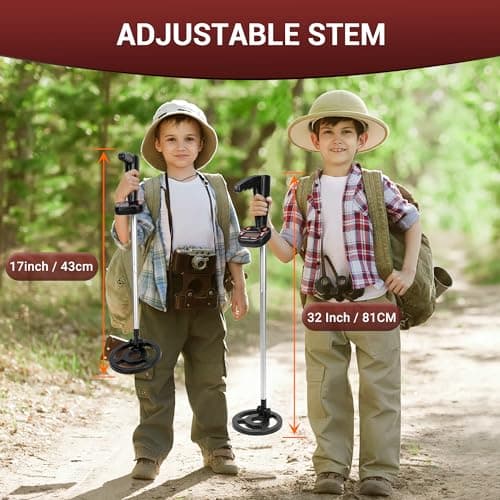 GDDREAM Metal Detector, Adjustable 17"-32" Metal Detector for Kids with LCD Display, Lightweight Kids Metal Detector Kit with 6" IP68 Waterproof Search Coil, Gift for Boys & Girls - Thumbnail 2