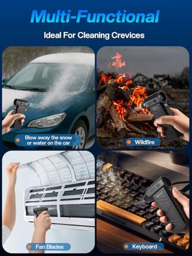 Compressed Air Duster:130000RPM Electric Air Duster with LED Display,Rechargeable Cordless Air Duster,4 Gear Adjustable Air Blower for PC, Keyboard, Car, Home, Outdoors.Replaces Compressed Air Cans - Thumbnail 4