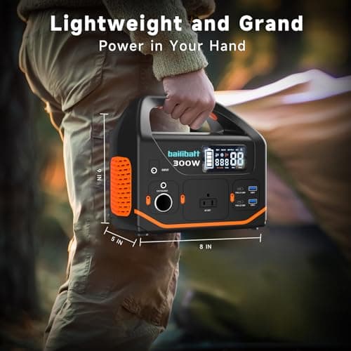 BailiBatt 300W Portable Power Station, 266Wh Solar Generator with 7 Outputs & Dual USB-C PD (24W+18W), 110V Pure Sine Wave AC, 6.5lb Lightweight Battery Backup for Camping, CPAP RV Home Blackout - Thumbnail 4