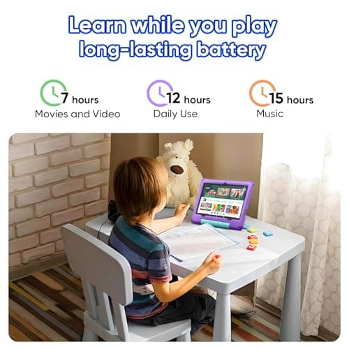 10 inch Kids Tablet, Android 16 Tablet for Kid, Octa-Core Processor, 24GB RAM, 64GB ROM 1TF Card Expandable for Toddler Children,Tablets with Case, Parental Control, 6000mAh,WiFi, BT5.0 (Purple) - Thumbnail 6