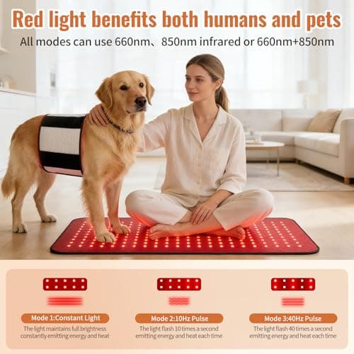 KOITHE 24’’ x 12’’ Red Light Therapy Belt for Body, 660nm & 850nm Infrared Wrap with 3 Modes, 5 Intensity Levels, 10–90 Min Timer, Adjustable LED Light for Muscle Relaxation & Wellness - Thumbnail 4