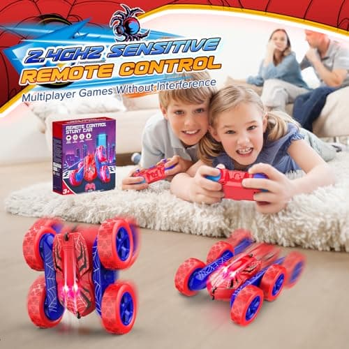 Excitobo Remote Control Car,RC Cars Boys Toys for 3 4 5 6 7 8 9 10 11 12 Year Old Boy Double Sided 360°Flip 4WD Rechargeable Drift RC Race Car Birthday Gifts Easter Basket Stuffers for Kids Age 3-12 - Thumbnail 6