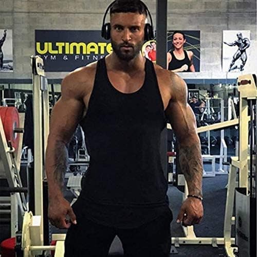 COOFANDY Square Neck Tank Top Cotton Tank Tops Men Black Workout Sleeveless Shirt Men's Athletic Muscle Shirt - Thumbnail 2