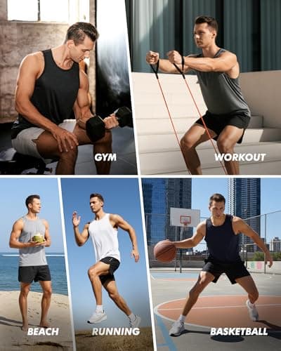 BOOJO 3 Pack Tank Tops Men - Summer Quick Dry Moisture Wicking Workout Muscle Sleeveless Shirts for Gym Beach Running - Thumbnail 5
