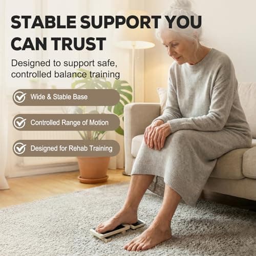 Single Leg Balance Board Wooden Foot Strengthener Trainer for Sprained Ankle and Achilles Tendon, Stability Training Plantar Fasciitis Relief, Stronger Ankles & Better Balance in 10 Minutes Daily - Thumbnail 5