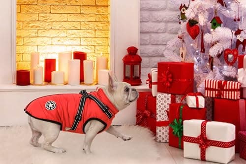 Aiboria Dog Jacket Coat Windproof Warm Pet Fleece Vest Dogs Sweater Padded Vest with Chest Strap Harness Red 4XL - Thumbnail 6