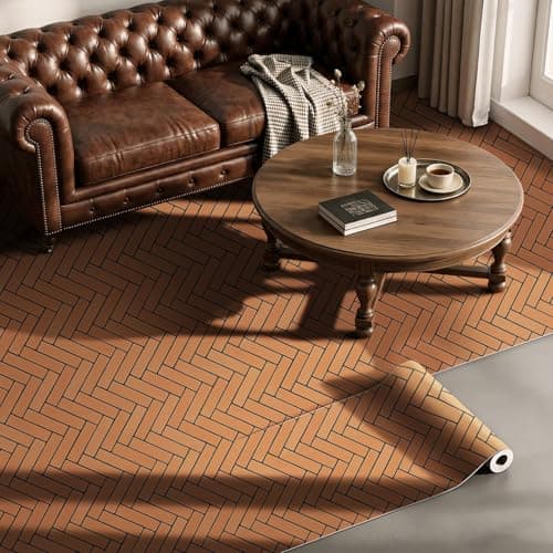 Realistic Red Brick Pattern Vinyl Flooring Roll(15.7" X 78.8") | Turn Your Floor Into a Red Brick Street- Non-Slip, Thickened, Waterproof, Made for Bathroom, Kitchen, Accent Floor - Image 1