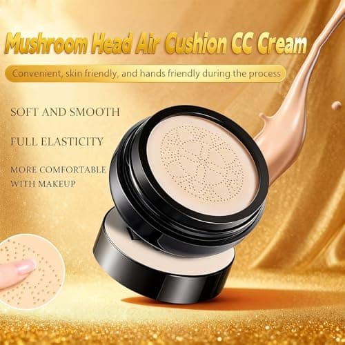 Foundation Cushion, 2026 New Mushroom Head Air Cushion Cc Cream, Full Coverage Foundation for Older Women, Bb Cream for All Skin Types (Natural color) - Thumbnail 2