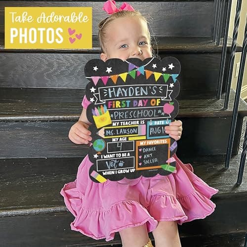 My Last Day of School Sign with Markers -11x14 Back to School Signs First and Last Day, Kindergarten Chalkboard Signs, Pre K Sign Board, Preschool Board, Reusable Photo Prop for Kids - Thumbnail 5