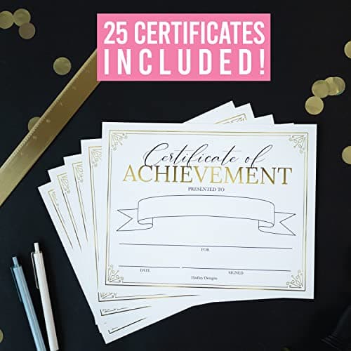 Certificate of Achievement Awards -25 Bulk Award Certificates for Students & Employee of the Month, Gold Certificate Paper, Superlative Academic Excellence End of School Certificates of Completion - Thumbnail 4