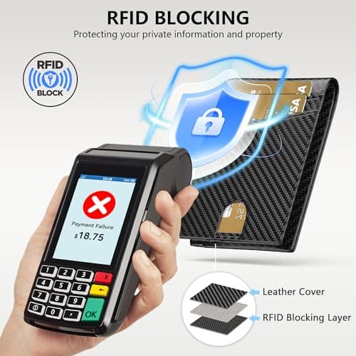 Auskang Smart Wallet For Men with Tracker, Best Gift for Men Wallet, Works with Apple Find My, RFID Blocking, Credit Card Holder, Not For Android, Black (Grid Pattern) - Thumbnail 5