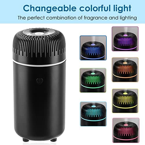 Car Diffuser Humidifier USB Aromatherapy Essential Oil Air Freshener USB Cool Mist Mini Portable Diffuser for Car Home Office Bedroom (Black) - Thumbnail 2