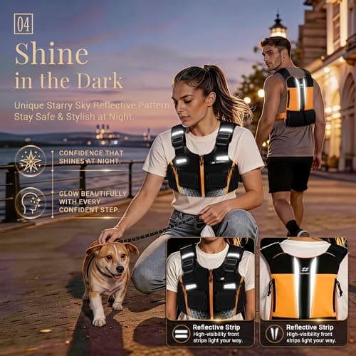 POITREX Fitness Equipment - Adjustable Weighted Vest, Workout for Walking, Running, Rucking, Strength Training & Cardio, Reflective Slim Fit for Women & Men, Home Gym Exercise Gift - Thumbnail 4