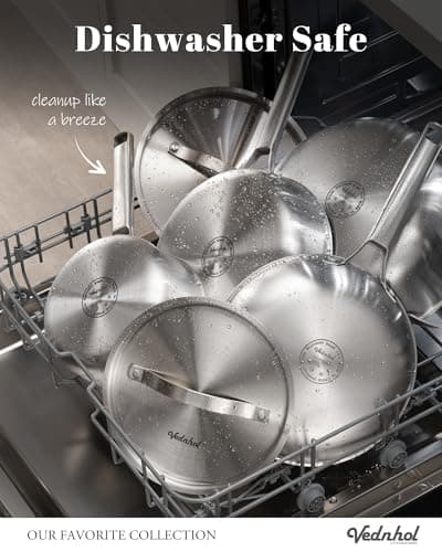 Stainless Steel Cookware Set, 8 Pcs Tir-Ply Pots and Pans Set, PFOA&PTFE Free, Dishwasher&Oven Safe, Kitchen Induction Compatible, ollas de acero inoxidable para cocinar - Thumbnail 5