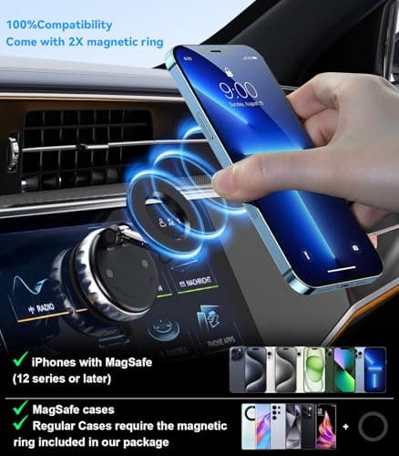 Avischai 2-Pack Vacuum Suction Magnetic Phone Holder for Car Dashboard, Windshield - Hands-Free Strong Grip Mount with 360° Rotation for iPhone & Android Phones - Thumbnail 6
