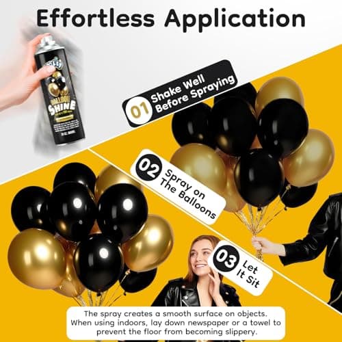 LOOLEY Balloon Shine Spray 20 fl.oz, 7+ Days Ultra Lasting Mirror Gloss Finish for Latex Balloons, High Efficiency Nozzles Design, Instant Shine Balloon Spray for Large Events Planner | Black Version - Thumbnail 4