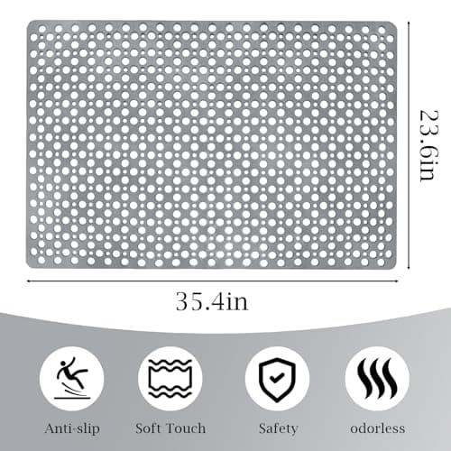Tiamo Non Slip Large Shower Mat 35.4"*23.6", TPE Bath Mats for Inside Outside Shower,Extra Large Bathtub Mat with Suction Cups and Big Drain Holes - Thumbnail 5