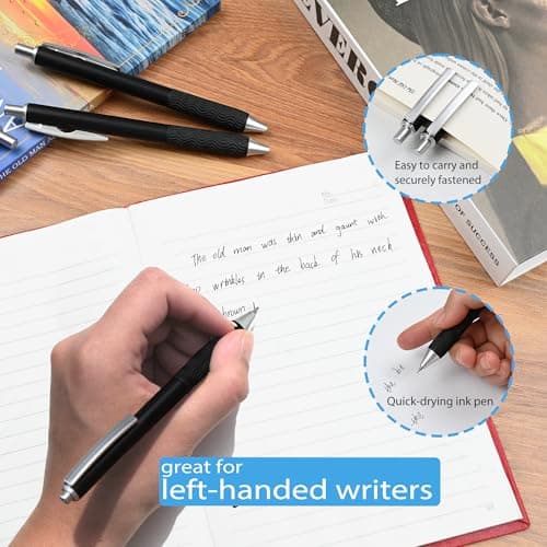 HZDIYAKE Black Gel Pens, 50 Pack Black Pens Bulk 0.5mm Black ink Fine Tip Pen, Smooth Writing, Click Gel Ink Roller Ball Pen for Office, nurses, families, and school diaries - Thumbnail 5