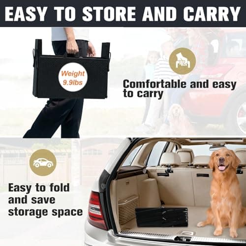 Dog Stairs for Car, Foldable Dog Steps for Large Dogs, 5-Step Ultra-Lightweight Non-Slip Dog Ramps Supports Up to 200 lbs, Suitable for SUV,Truck, Sofas, Bed - Thumbnail 3