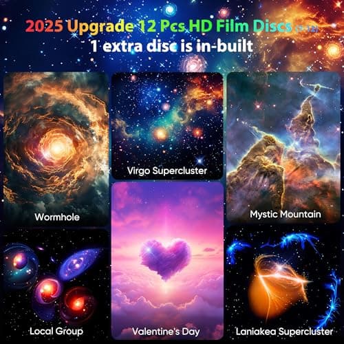Galaxy Projector for Bedroom, HD Image Star Projector Galaxy Light Adjustable Knob, 12 Film Discs Planetarium Projector for Kids, 360° Rotating 1/2h Timer Simple 4-Button Control Pink - Thumbnail 4