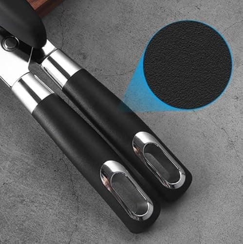 Icoget 2-In-1 Basics Multi-function Manual Can Opener, Stainless Steel and Black Ergonomic Handle Bottle Opener - Thumbnail 5
