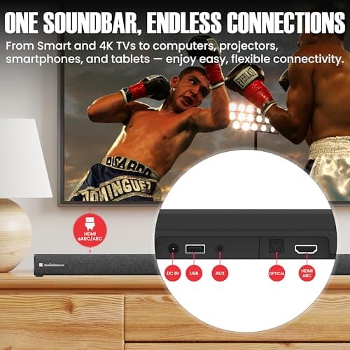 Audiosource 2.1 Soundbar, Wireless Subwoofer w/Dolby Atmos, Bluetooth Streaming for Smart TV and Multi-Devices, Compact Design, 240W Max Output, Remote Control Included, AS201 - Thumbnail 5