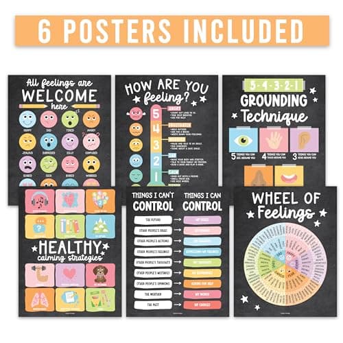 Hadley Designs Feelings Chart for Classroom Must Haves - Emotions Chart for Toddler Calming Corner, Counseling Feelings Wheel, Mental Health & Social Emotional Learning Posters, Chalk Classroom Decor - Thumbnail 5