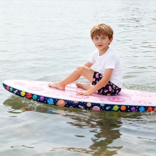 Cozople Boys Swim Shorts Swimtrunk with Boxer Brief Liner Space Donut Rocket Printed Swimsuit Swimwear Anti Chafe Bathing Suits for Size 18-20 - Thumbnail 4
