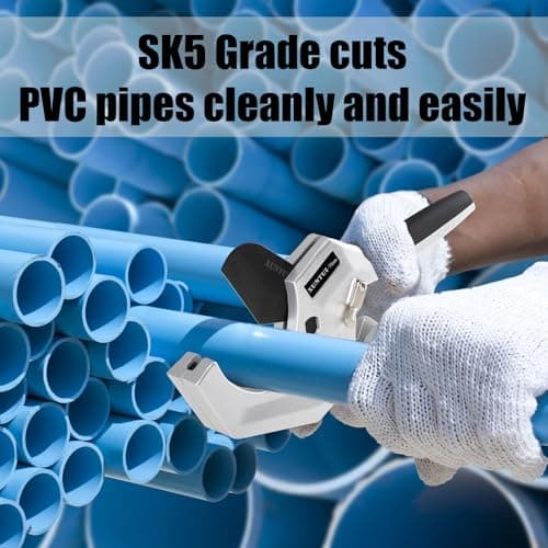 Professional PVC Pipe Cutter 2.5 inch (75mm) Capacity, Heavy Duty Silver Ratchet Tubing Cutter for 2-1/2" Schedule 40 80 PVC, PEX & ABS, One-Handed Cutting Tool for Pool & Sprinkler Repair - Thumbnail 6