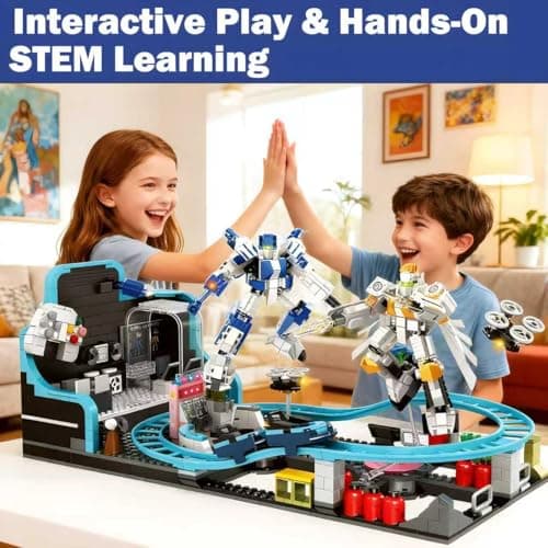 Toptrend Space Roller Coaster Toy, 1293pcs Robot STEM Building Toys Coaster Set for Kids 6-7 8-12 8-14, Creative Engineering Christmas Stockings Stuffers Gifts for 6 7 8 9 10 11 12 13 14 Year Old Boys - Thumbnail 4