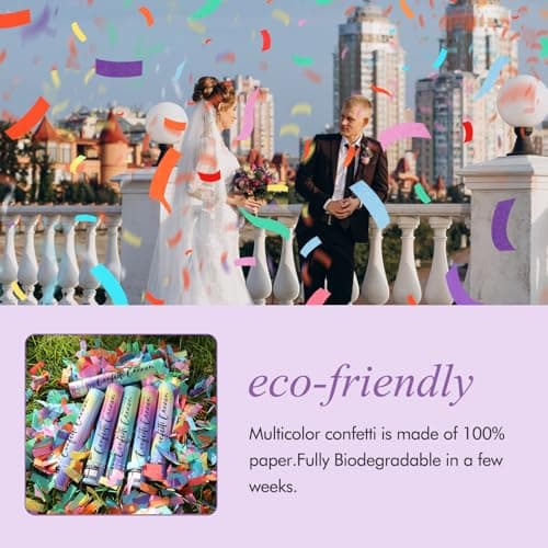 Confetti Poppers, 6 Pack Biodegradable Confetti Cannon - 12 Inch Multicolor Party Poppers Shooters for New Year Birthday Wedding Christmas Graduation - Thumbnail 5