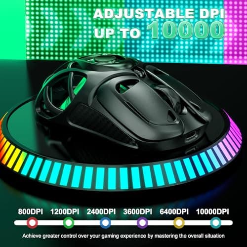 YPBDAN Wireless Gaming Mouse, Tri-Mode 2.4G/USB-C/Bluetooth 5.3 RGB Wireless Mouse, 10000 DPI, 60Hrs Battery, Ultra-Light Ergonomic Design, Rechargeable Computer Mice Compatible with PC Mac Laptop - Thumbnail 3