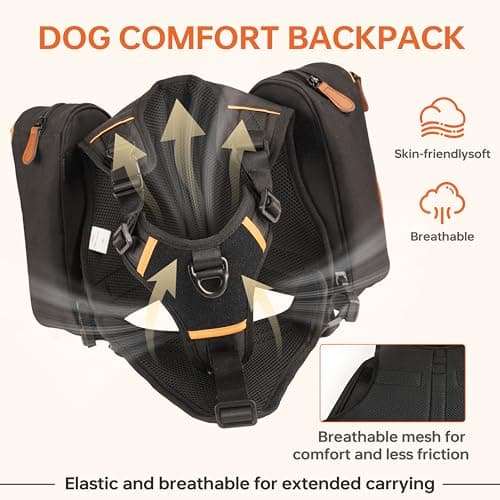Dog Backpack for Medium & Large Dogs, Detachable Side Bags, Quick-Poop Bag Dispenser | No-Pull Adjustable Harness for Large-Chested Breeds | Non-Slip Handle for Hiking, Walking, Outdoor Adventures（L） - Thumbnail 3