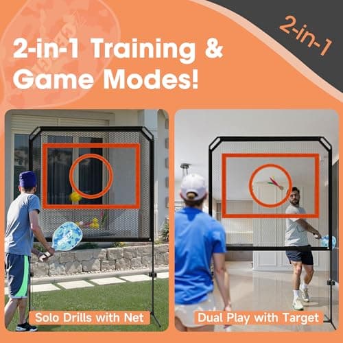 ZCEBGIG Portable Pickleball Net – Regulation Size Outdoor & Indoor Paddle Game Set with Ball Catch Net & Removable Target – Heavy Duty Steel Frame, Carry Bag – Family Fun for Backyard, Park, Beach - Thumbnail 2