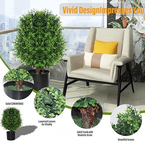 Artificial Cedar Tree Potted Plant - 2pcs Simulated Shrub Plants with Heavy Duty Planter. They are Hand pruned, UV Resistant, Low Maintenance and Suitable for Indoor and Outdoor Decoration (21 in) - Thumbnail 3