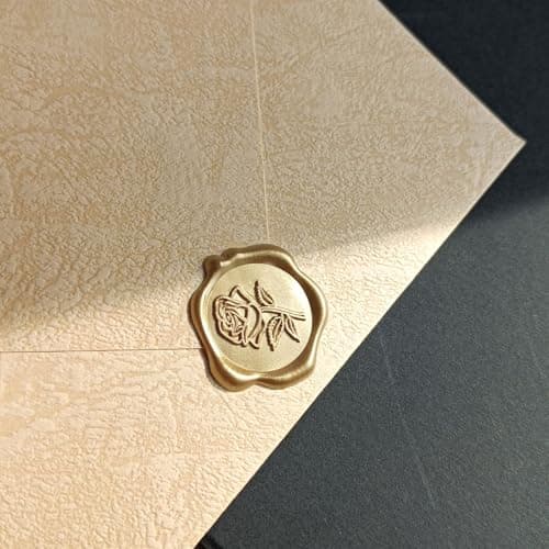 Pilloze 50 Pcs Gold Rose Wax Seal Stickers, Rose Envelope Wax Seal, Wedding Invitation Accessories, Easy to Use Gold Envelope Stickers with Good Adhesion - Thumbnail 4