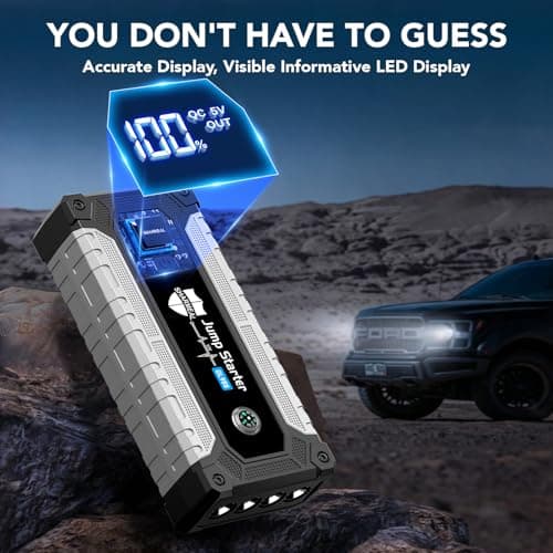 Car Jump Starter 6000A, Portable Jump Starter 12V Car Battery Booster Jump Box Pack for All Gas & 10.0L Diesel Engines with 3 Modes Flashlight and Jumper Cables (6000A) - Thumbnail 6