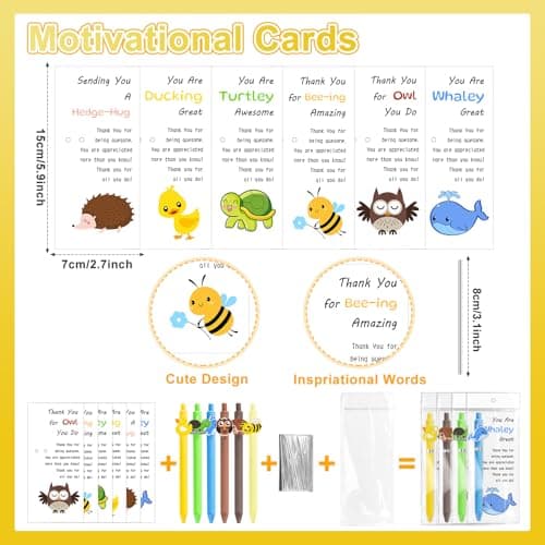 Auch Employee Appreciation Gifts Bulk – 30 Pack Inspirational Animal Ballpoint Pens with Funny Thank You Cards for Coworkers, Teachers, Team & Staff (Multicolor) - Thumbnail 2
