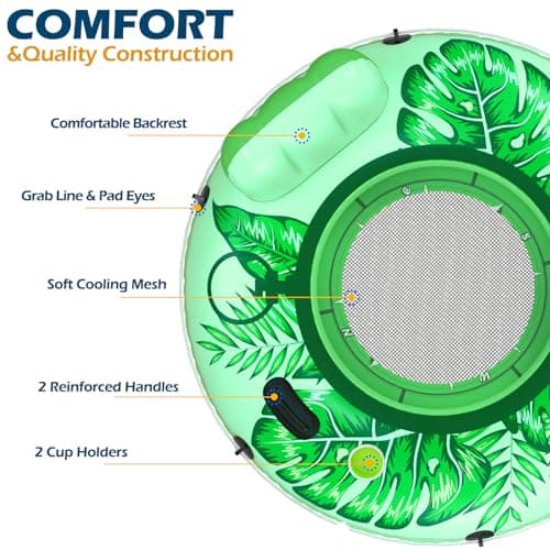 Jasonwell Inflatable River Tube Float - Heavy Duty River Float Pool Floats Lake Premium Water Tubes for Floating Recreational River Raft Lounge Floaties with 2 Cup Holders for Adult - Thumbnail 6